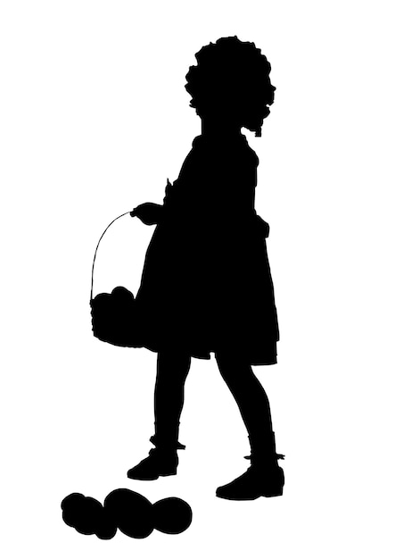 Vecteur silhouette de fille enfant isolée sur fond blanc illustration vectorielle dans un style plat