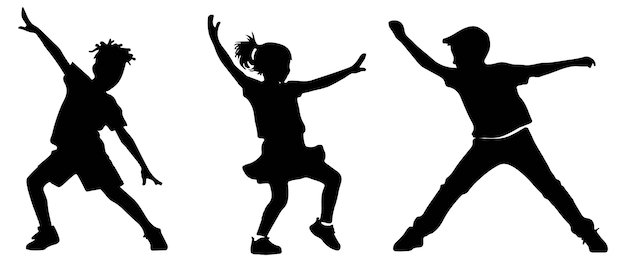 silhouette d'une fille et d'une jeune fille faisant une danse