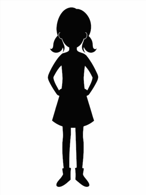 Vecteur une silhouette d'une fille avec une queue de cheval et une silhuette noire d'une jeune fille