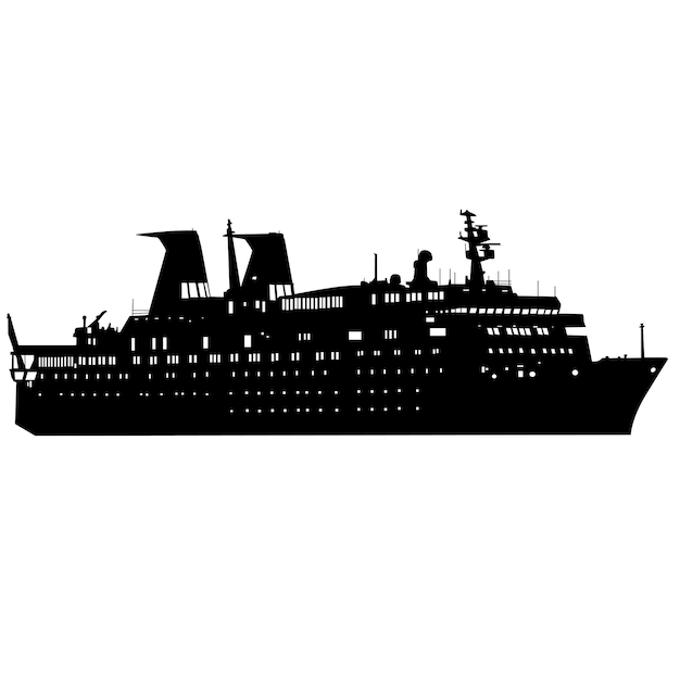 Vecteur silhouette sur fond blanc d'un navire de transport