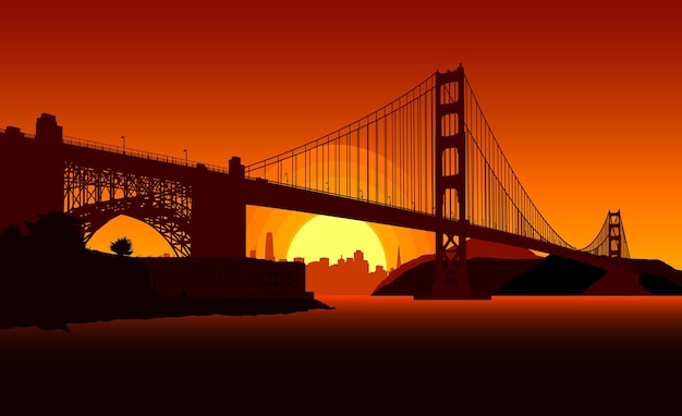 Vecteur silhouette de fond de l'illustration vectorielle de san francisco