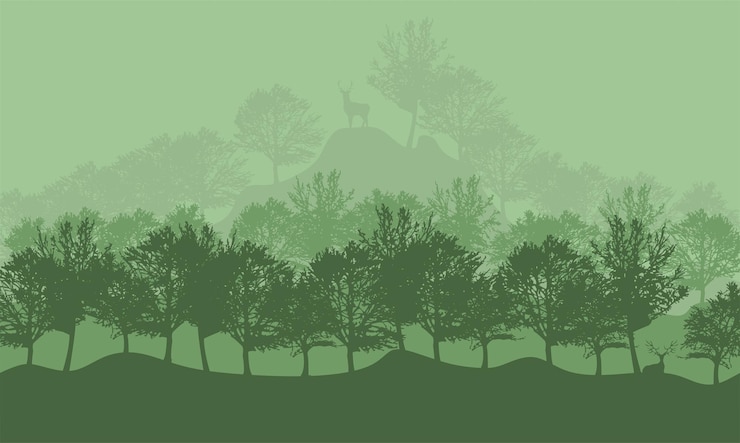 Vecteur silhouette de forêt avec de belles vues