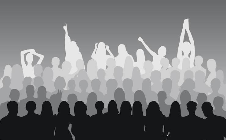 Vecteur silhouette d'une foule de personnes de l'équipe d'entreprise