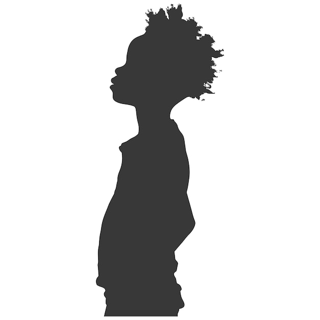 Vecteur silhouette garçon africain couleur noire seulement