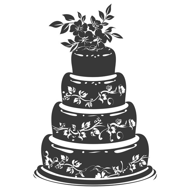 Silhouette Gâteau De Mariage Couleur Noire Seulement