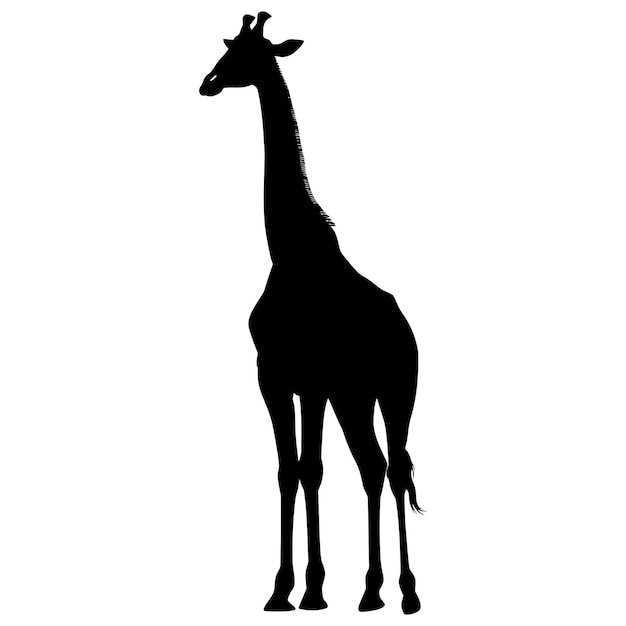 Vecteur silhouette girafe couleur noire seul corps entier