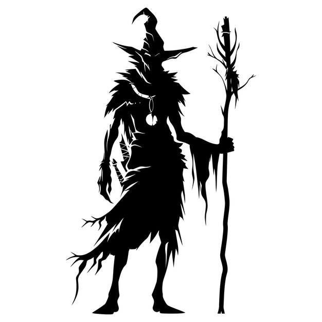 Silhouette goblin race mythique du jeu magicien esprit personnel couleur noire seulement