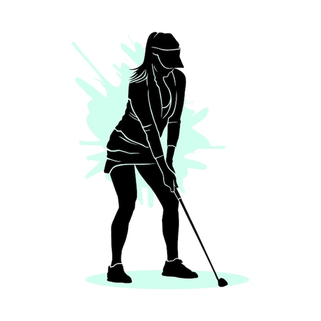 Silhouette De Golf Golfeur Femme Sur Fond Blanc