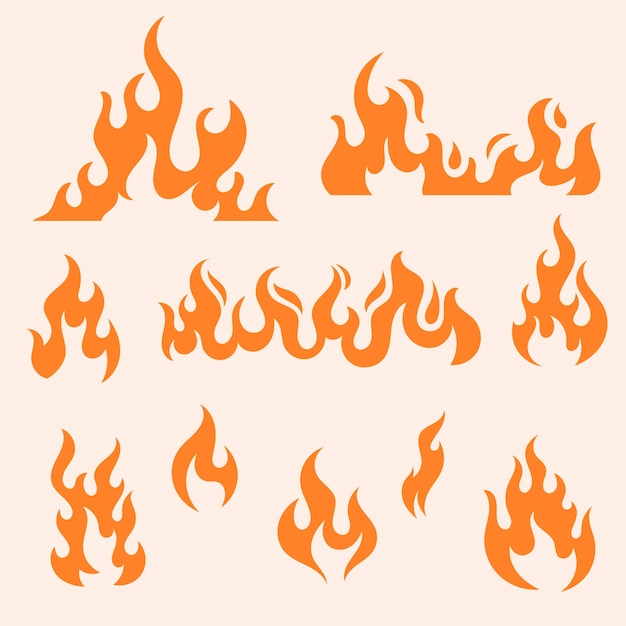 Silhouette d'un groupe de flammes plates