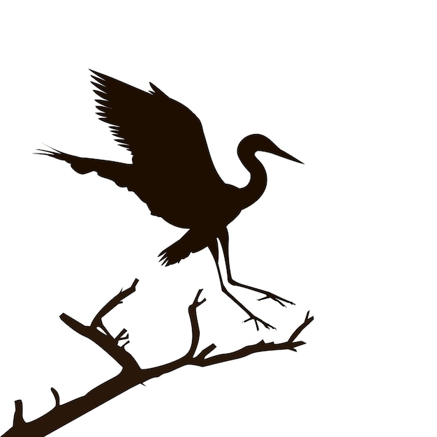 Vecteur silhouette grue oiseau ou héron volant icône