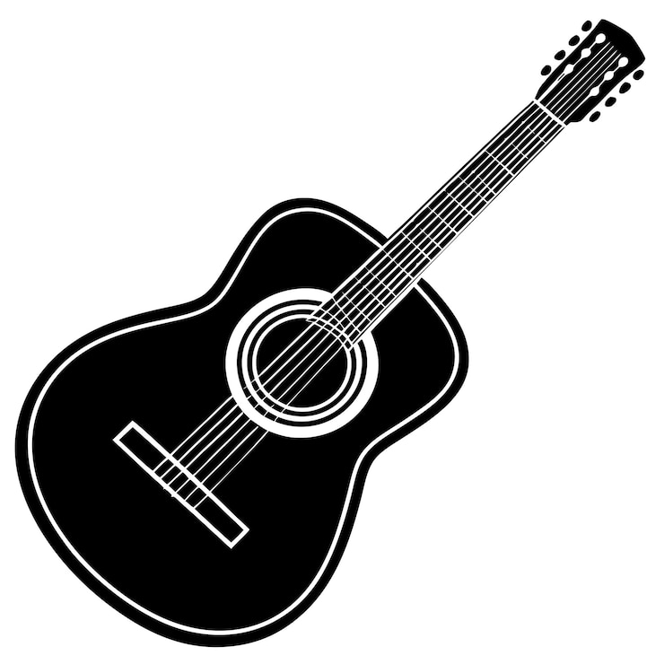 Vecteur silhouette de guitare acoustique
