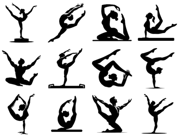 Silhouette de gymnaste à la conception plate