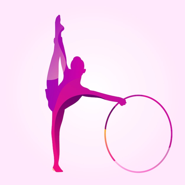 Vecteur silhouette de gymnastique colorée dégradée