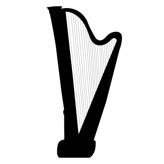 Silhouette De Harpe, Sur Fond Blanc, Vecteur, Isolé