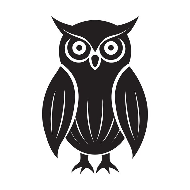 Vecteur une silhouette de hibou en noir et blanc avec un clip-art vectoriel du logo