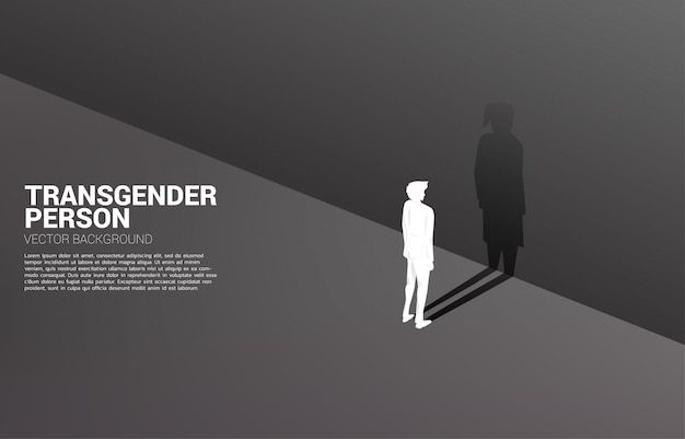 Silhouette D'homme D'affaires Et Son Ombre De Femme D'affaires.concept De Personnes Transgenres Et Lbgt
