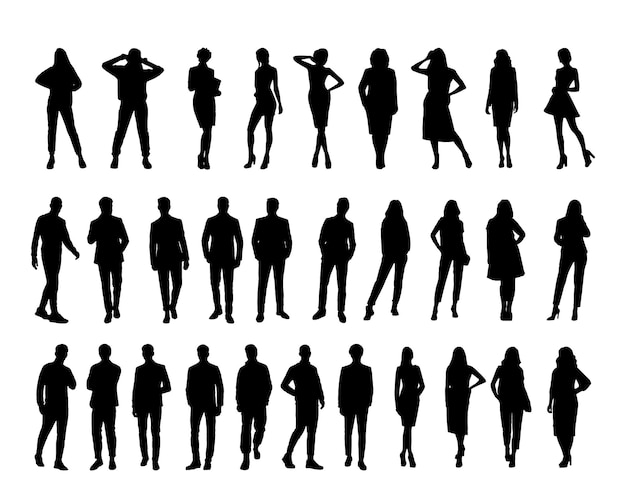 Vecteur silhouette d'homme d'affaires de vecteurensemble de silhouettes de gens d'affairesvector noir fond isolé