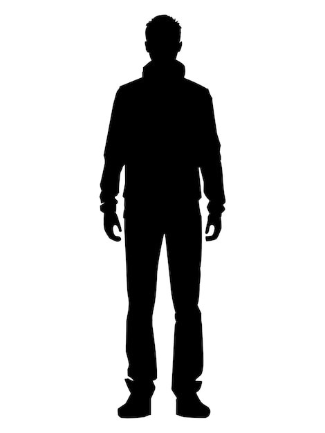 Vecteur une silhouette d'homme debout sur un fond blanc