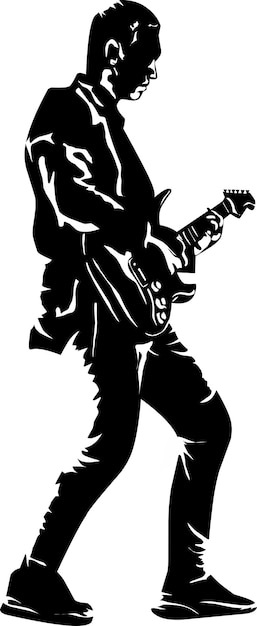 Vecteur silhouette un homme jouant de la guitare