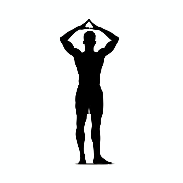 Vecteur silhouette d'un homme en posture de yoga