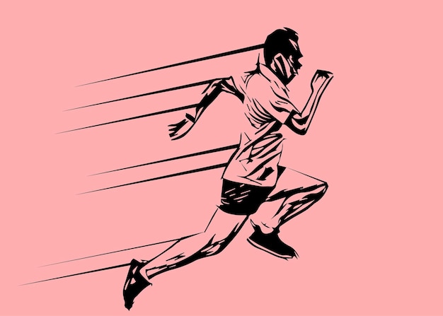Silhouette d'un homme qui court vite Dessin de modèle de flyer
