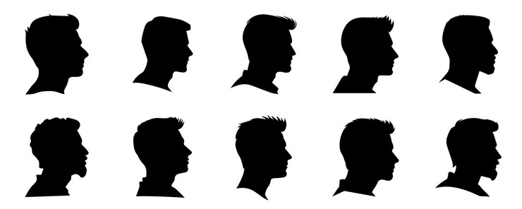 Vecteur silhouette d'un homme vu du côté collection vector clipart