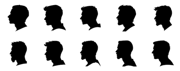 Silhouette D'un Homme Vu Du Côté Collection Vector Clipart