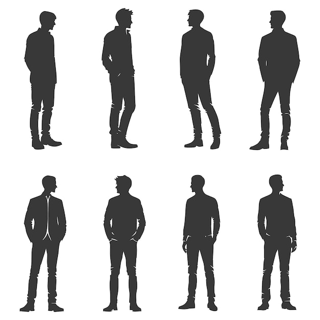 Vecteur silhouette hommes tête épaisse couleur noire seulement