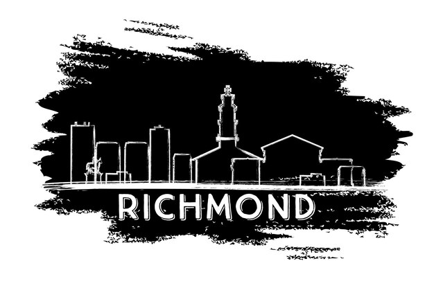 Silhouette D'horizon De Richmond. Croquis Dessiné à La Main. Illustration Vectorielle. Concept De Voyage D'affaires Et De Tourisme à L'architecture Moderne. Image Pour La Bannière De Présentation Et Le Site Web.