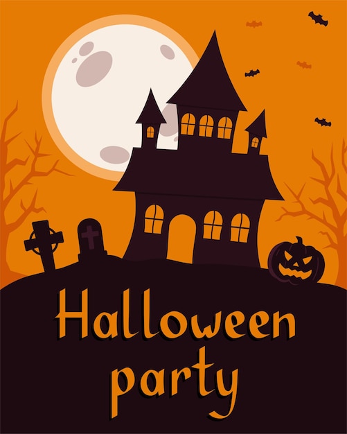 Silhouette De Horror House Halloween Concept Illustration Vectorielle Dans Un Style Plat