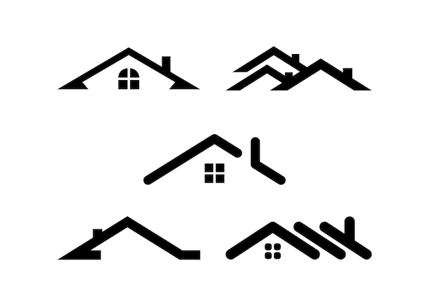 Vecteur silhouette de l'icône immobilière de la maison sur le toit