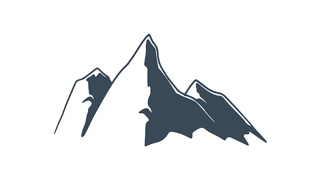 Vecteur silhouette d'icône de pic de montagne vecteur de logo design vintage simple