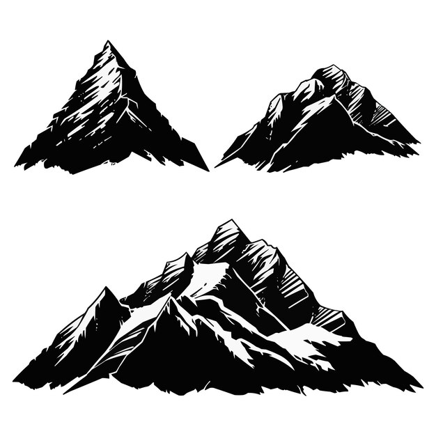 Silhouette d'illustration gratuite de montagnes monochromes vintage