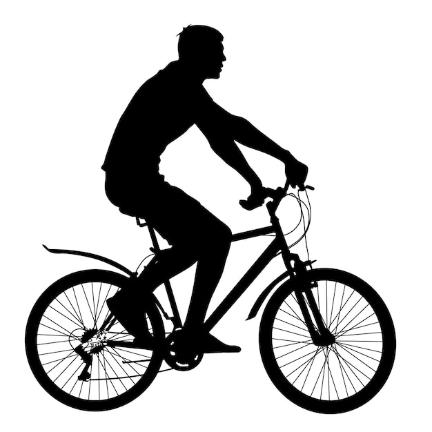 Silhouette d'une illustration de vecteur masculin cycliste