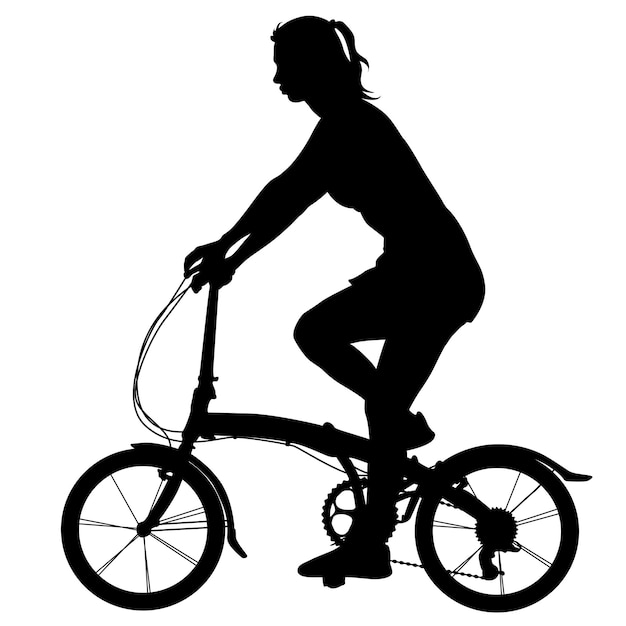 Vecteur silhouette d'une illustration vectorielle de cycliste fille