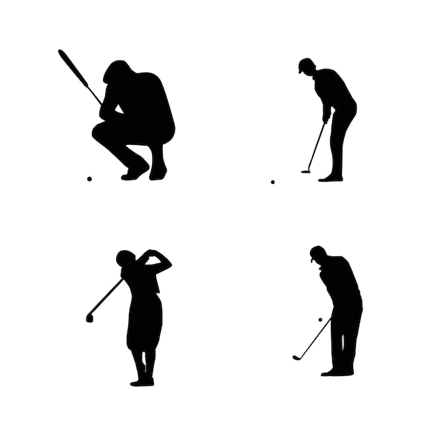 Silhouette D'une Illustration Vectorielle De Joueur De Golf