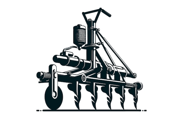 Vecteur silhouette d'illustration vectorielle des outils agricoles de forage de semences