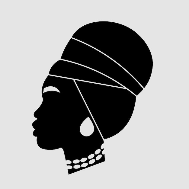 Silhouette d'image de profil vectoriel d'une femme afro-américaine aux cheveux bouclés tiré vers le haut de l'autocollant