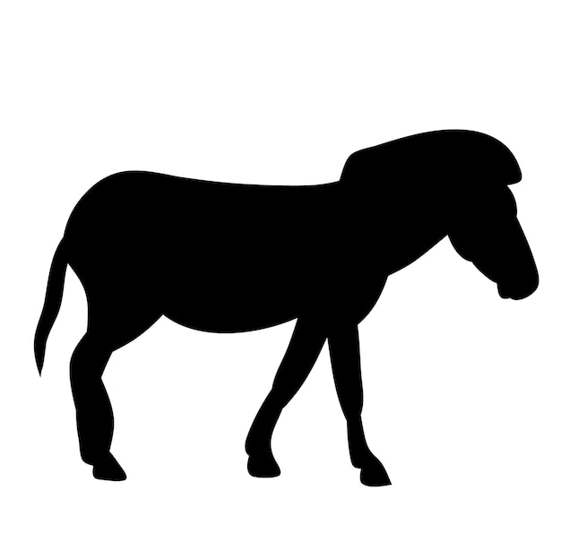 Silhouette Isolée D'un Cheval Poney Zèbre