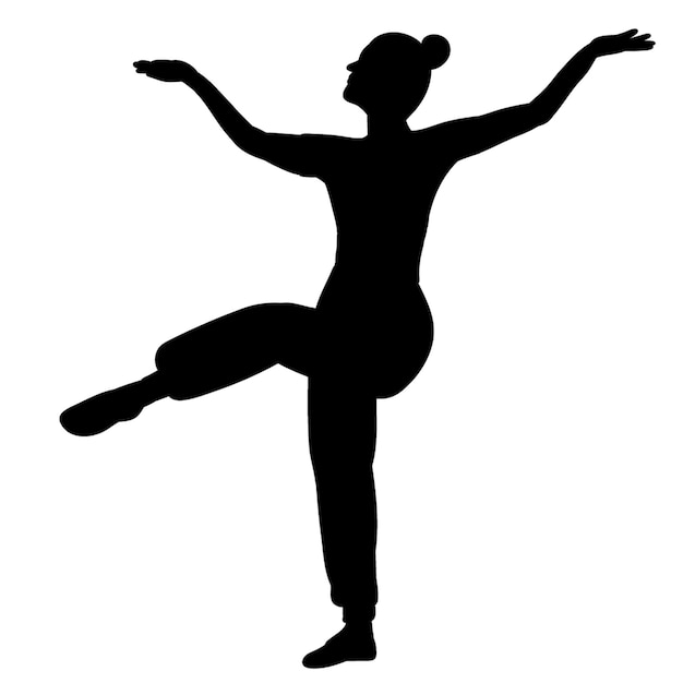 Silhouette isolée de vecteur danse fille élégante