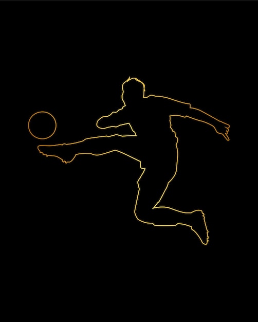 Une silhouette jaune d'un joueur de football frappe un ballon.