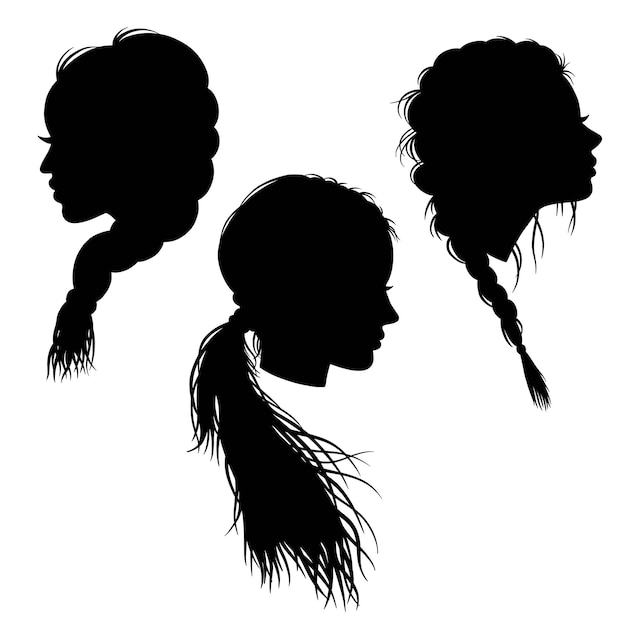 Silhouette De Jeu De Coiffure Pour Enfants Féminins