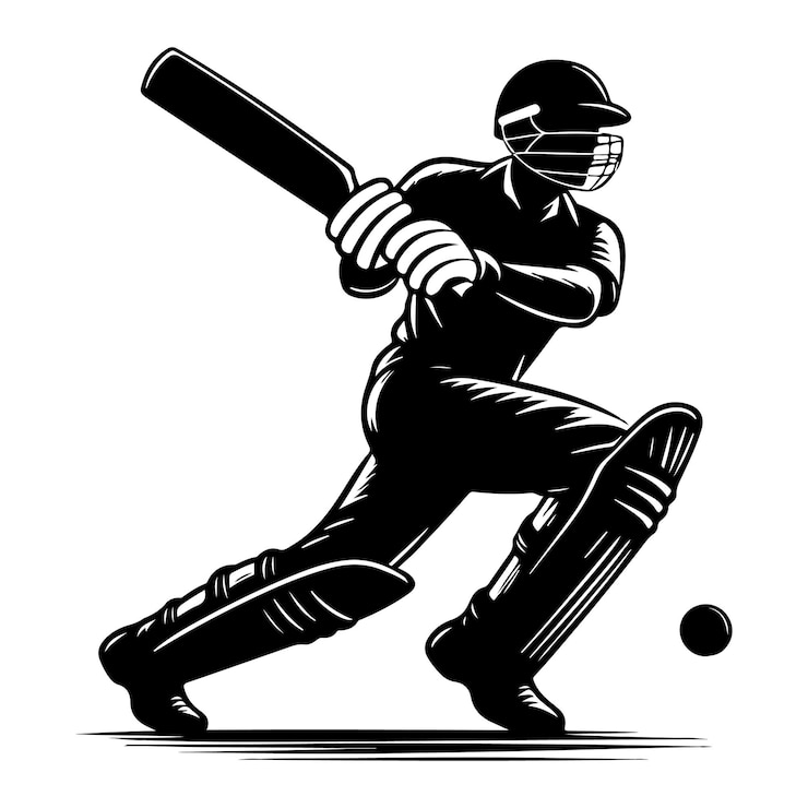 Vecteur silhouette de joueur de cricket couleur noire icônes vectorielles de dessins animés illustration
