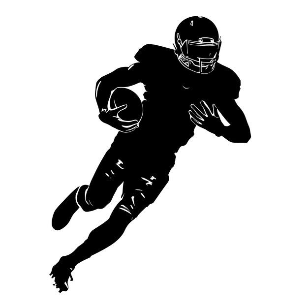 Vecteur silhouette joueur de football américain corps entier couleur noire seulement