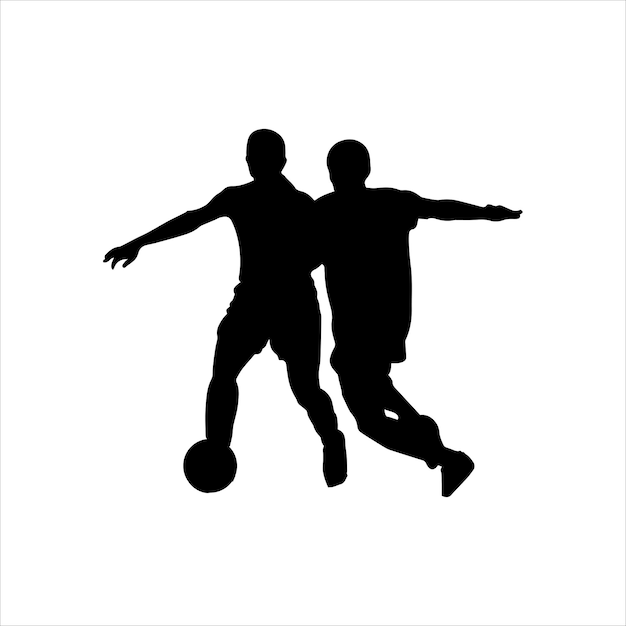 Vecteur silhouette d'un joueur de football avec un ballon athlète pochoir noir icône logo joueur de football