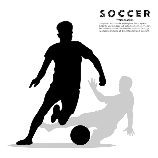 Silhouette D'un Joueur De Football Courant Pour éviter Le Tacle D'un Adversaire. Illustration Vectorielle