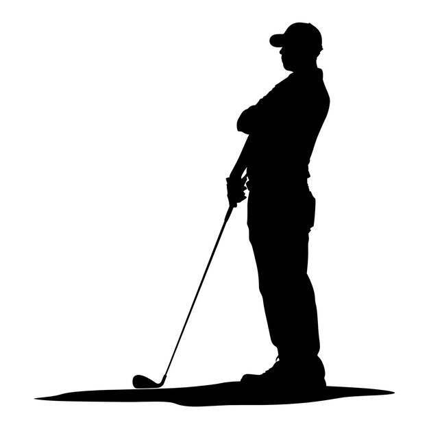 Vecteur silhouette joueur de golf corps entier couleur noire seulement