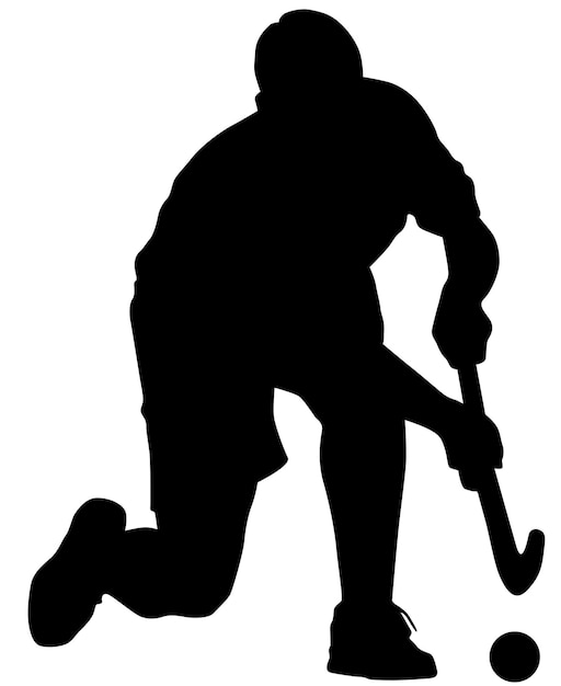 Silhouette De Joueur De Hockey Sur Gazon Avec Un Bâton De Hockey Illustration Vectorielle