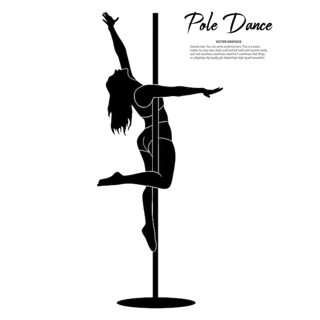 Vecteur silhouette de joueur de pole dance femme sexy illustration vectorielle