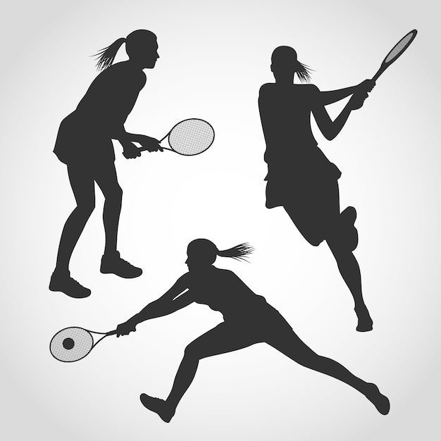 Silhouette de joueur de tennis de femmes